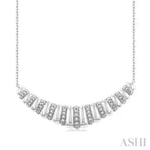 1/10 Ctw Ribbed Dome Shape Single Cut Diamond Bold Fashion Pendant With Chain in Sterling Silver